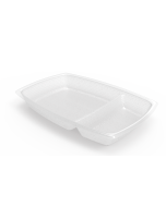 Aladdin Disposable Entree Dish 12 oz., 2 Cavity, Rectangular, Opaque White