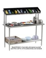 Tray Assembly Table, 60" x 24" with Slanted Overshelf, Stainless Steel - WT60241