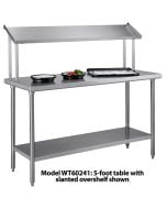 Tray Assembly Table, 48" x 24" with Slanted Overshelf, Stainless Steel - WT48241