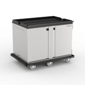 Premium Meal Delivery Cart, 24 Tray Capacity, Side Load, Double Door, Six 6" Balloon Casters, 4.5" spacing - MDC24S6X6-45
