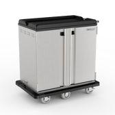 Premium Meal Delivery Cart, 14 Tray Capacity, End Load, Double Door, Six 6" Balloon Casters, 4.5" spacing - MDC14E6X6-45