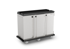 Premium Meal Delivery Cart, 24 Tray Capacity, End Load, Triple Door, Six 6" Balloon Casters, 4.5" spacing - MDC24E6X6-45