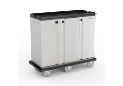 Premium Meal Delivery Cart, 27 Tray Capacity, End Load, Triple Door, Six 8" Balloon Casters, 4.5" spacing - MDC27E6X8-45