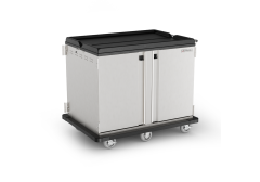 Premium Meal Delivery Cart, 28 Tray Capacity, Side Load, Double Door, Six 6" Balloon Casters, 4.5" spacing, Pass Through Doors - MDC28S6X6-45P