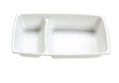 High Heat Disposable Entr&eacute;e Dish, 2 Cavity, Rectangular, White (1,000 per case) - A45