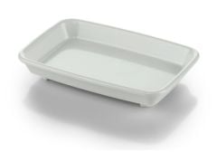 Aladdin 12 oz. Reusable Alacite Entree Dish, Rectangular, White, for Skandia Server
