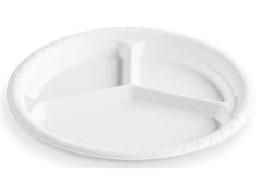 High Heat Disposable Divided Plate, 9 inch, White (400 per case) - A46HDV