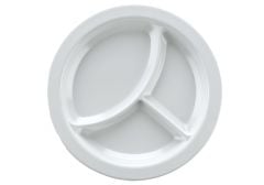 9" Reusable Alacite Divided Plate, White (12 per case) - J420