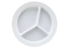 Aladdin High Heat Reusable 9" Divided Plate, Deep Dish, White