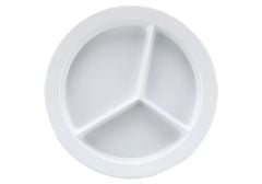 High Heat Reusable 9" Divided Plate, Deep Dish, White (12 per case) - J421