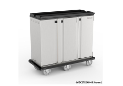 Premium Meal Delivery Cart, 24 Tray Capacity, End Load, Triple Door, Six 6" Balloon Casters, 4.5" spacing - MDC24E6X6-45