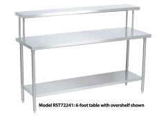 Tray Assembly Table, 48" x 24" with Flat Overshelf, Stainless Steel - RST48241