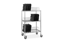 Room Service Tray Drying and Storage Rack with Black Trays 
