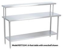 Tray Assembly Table, 48" x 24" with Flat Overshelf, Stainless Steel - RST48241