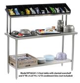 Tray Assembly Table, 60" x 24" with Slanted Overshelf, Stainless Steel - WT60241