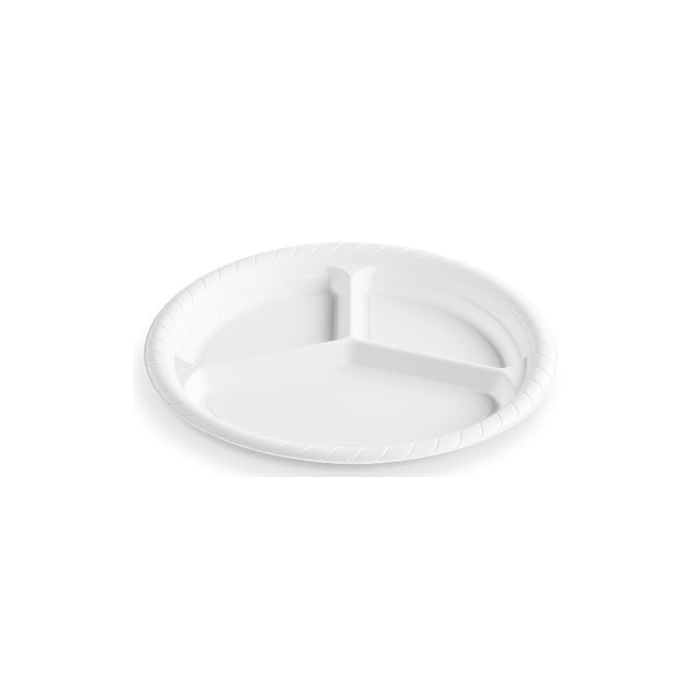 High Heat Disposable Divided Plate 9in White A46HDV